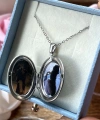 Oval Desenli Çift Fotoğraflı Kolye