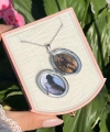 Oval Desenli Çift Fotoğraflı Kolye(2,3 cm)
