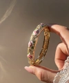 Saten Pembe Çiçekli Mineli Bileklik