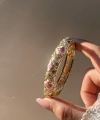 Saten Pembe Çiçekli Mineli Bileklik