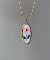 Vintage Pembe Çiçek Kolye