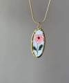 Vintage Pembe Çiçek Kolye