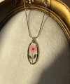 Vintage Pembe Çiçek Kolye