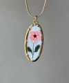 Vintage Pembe Çiçek Kolye