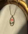 Vintage Pembe Çiçek Kolye