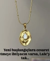Vintage Taşlı Lale Kolye