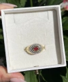 Oval Kırmızı Taşlı Vintage Yüzük