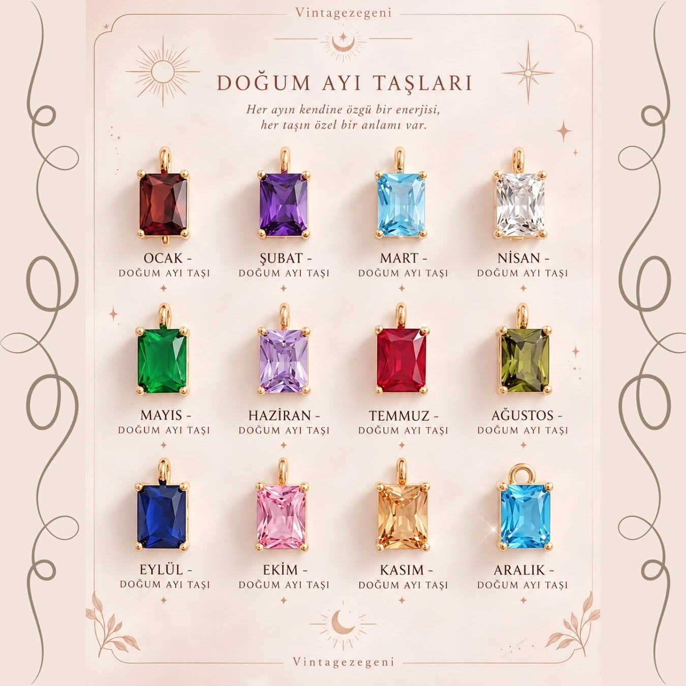 Doğum Ayı Taşları Charm