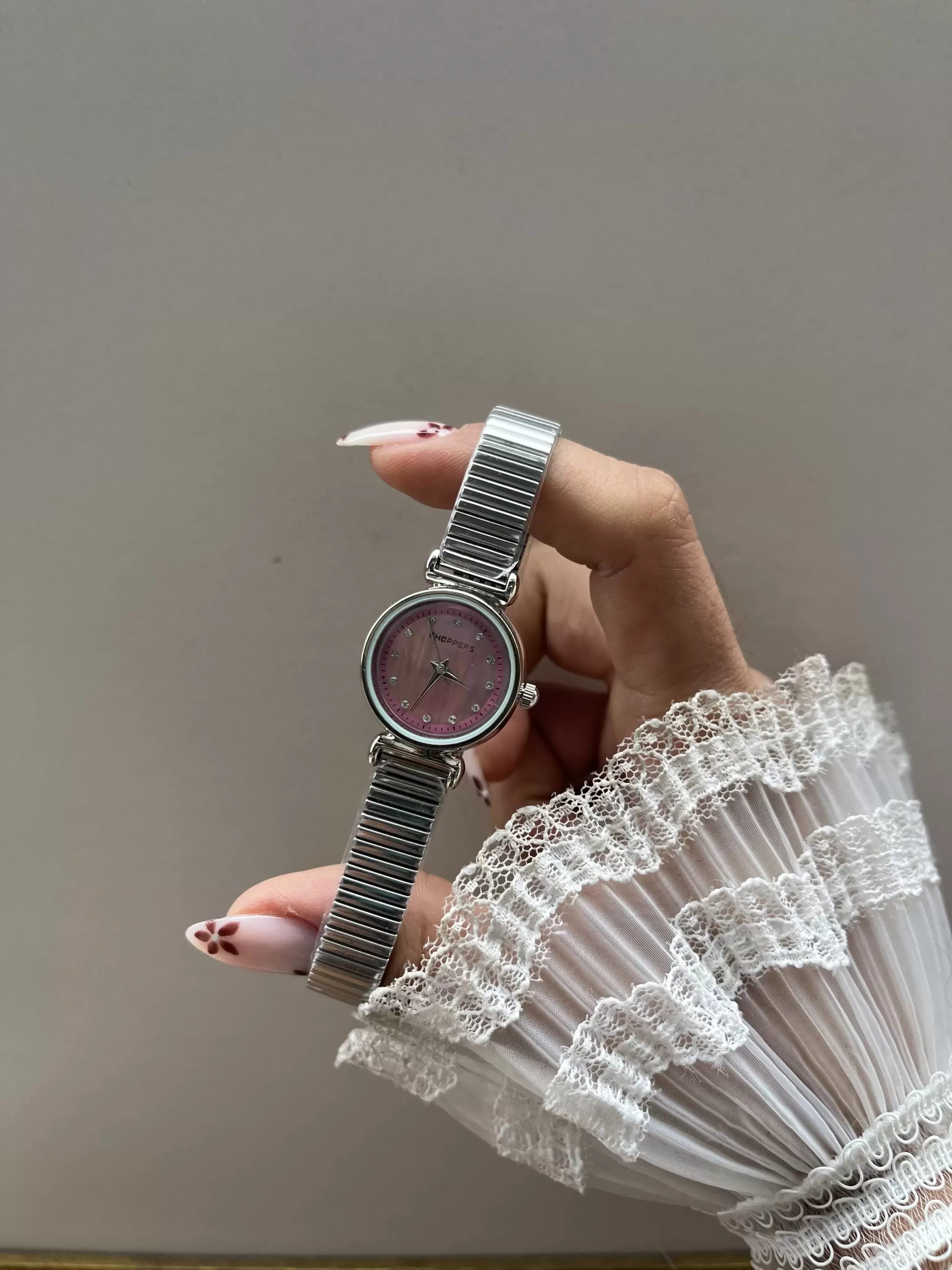 Pembe Pırıltı Vintage Saat