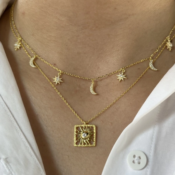 Gökyüzü Motifli Choker Kolye I 925 Gümüş
