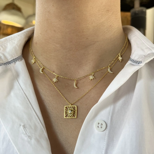 Gökyüzü Motifli Choker Kolye I 925 Gümüş