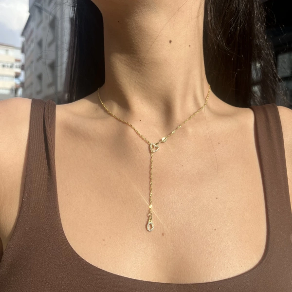 Sallantılı Harf ve Kalp Kolye