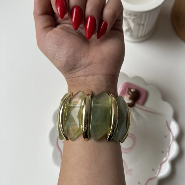 Velvet Green Gold Detaylı Bileklik