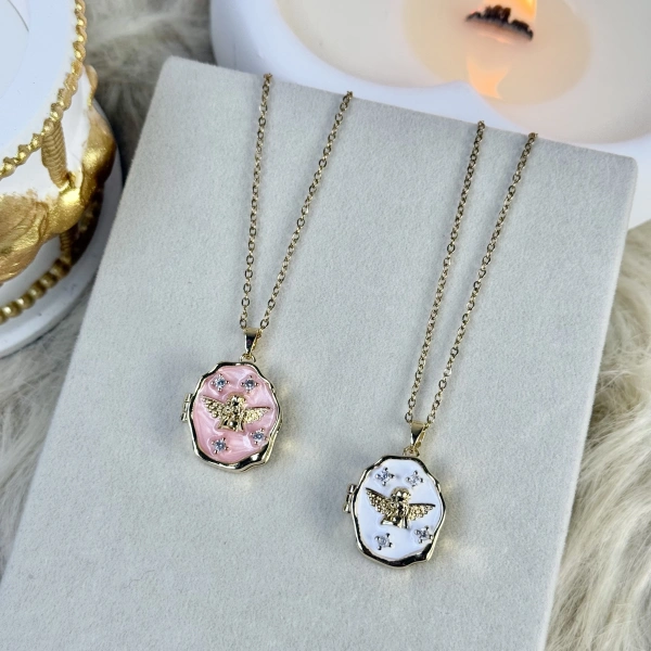 Melek Motifli Fotoğraflı Kolye ( 1.8 cm )