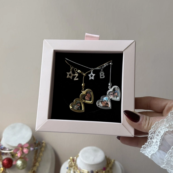 Harfli Asansörlü Fotoğraflı Kolye ( 1,5 cm )
