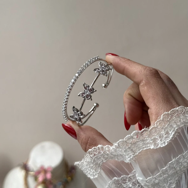 Prenses Pembe Taşlı Kelebek Rüyası Kelepçe Bileklik