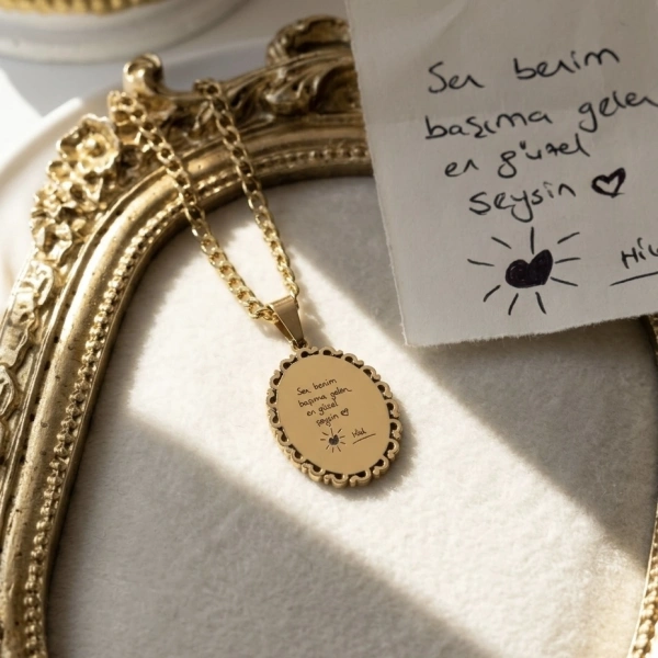 Arkası Yazılı Kendin Yaz Kendin Çiz Kolye