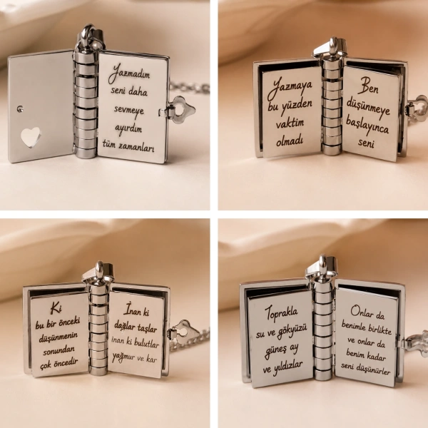 Şiirli Kitap Kolye ve Anahtarlık