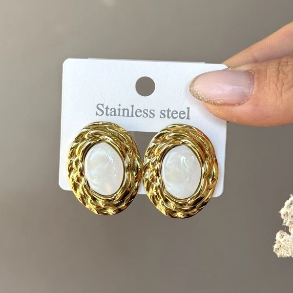 Vintage İnci Oval Küpe