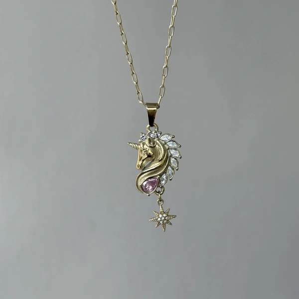 Kuzey Yıldızlı Unicorn Kolye