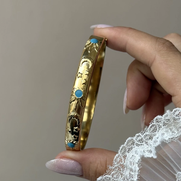 Mavi Taşlı Güneş ve Hilal Kelepçe