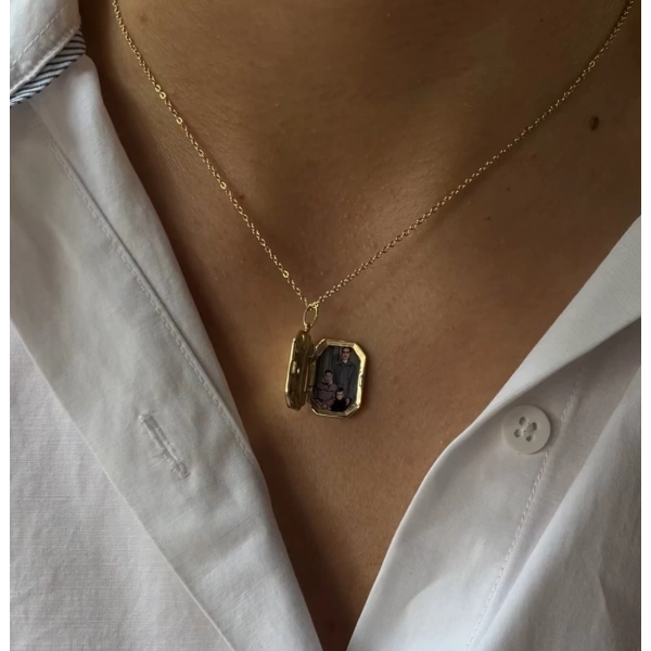 Kuzey Yıldızlı Çift Fotoğraflı Kolye | 925 Gümüş (1,6 cm)