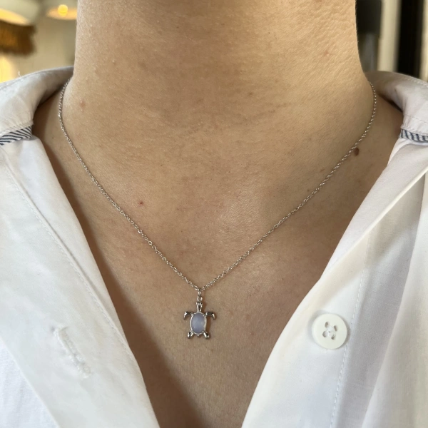 Minimal Tosbağa Kolye I 925 Gümüş