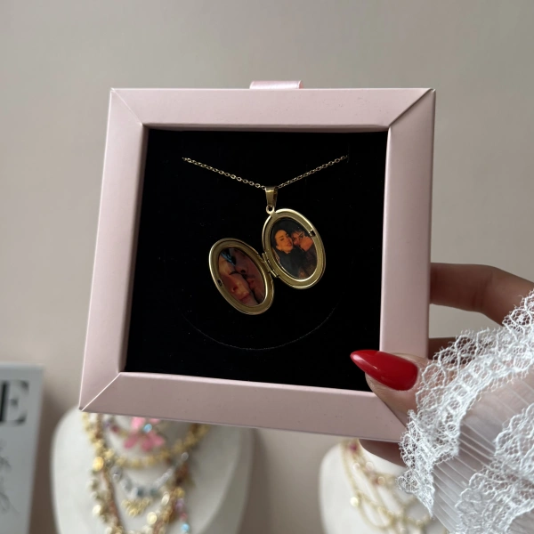 Oval Fotoğraflı Kolye