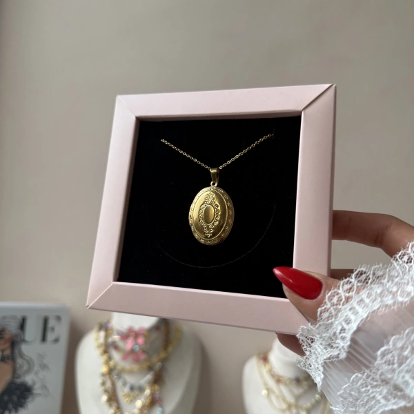 Oval Fotoğraflı Kolye