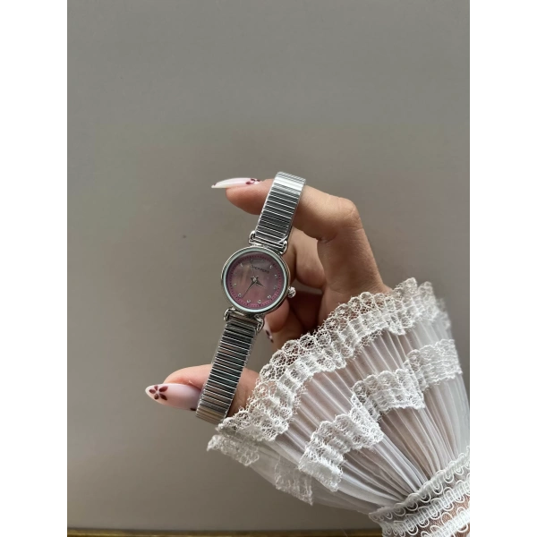 Pembe Pırıltı Vintage Saat