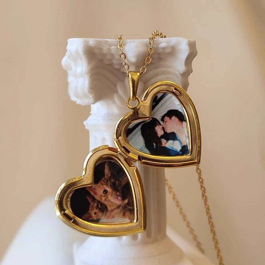 Çift Fotoğraflı Kapaklı Kalp Kolye 2.1 cm