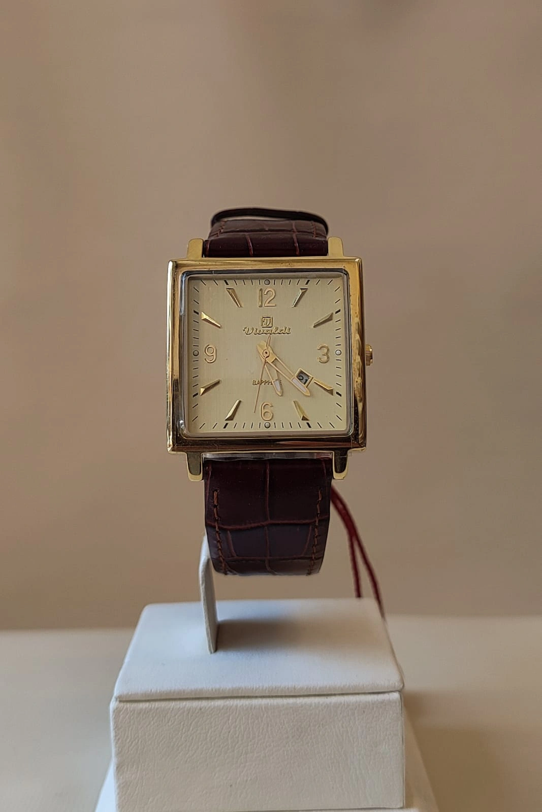 Vivaldi Bordo Kordonlu Kare Vintage Saat
