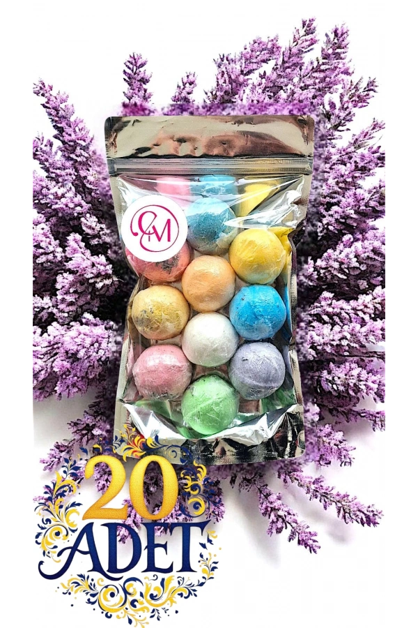 20 Adet Renkli Nem Topu – Manikür, Pedikür ve Banyo İçin (45 gr)