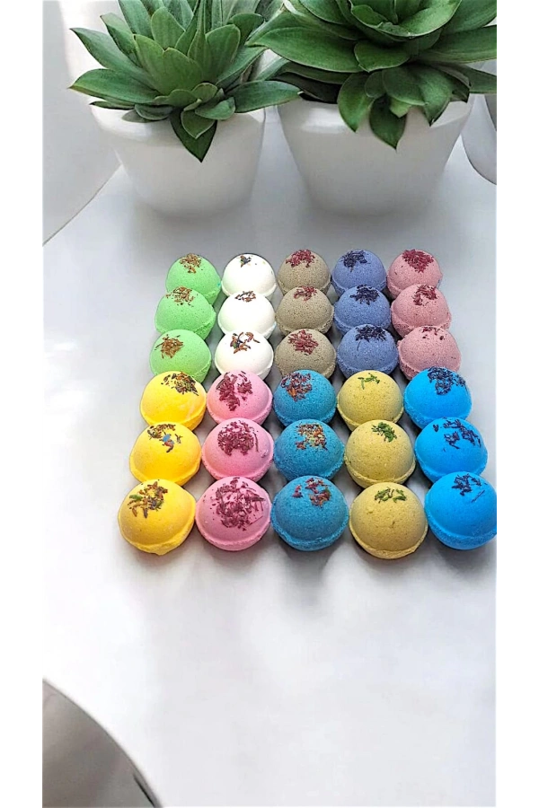 30 Adet Renkli Nem Bombası – 45 gr Banyo, Manikür ve Pedikür Topu