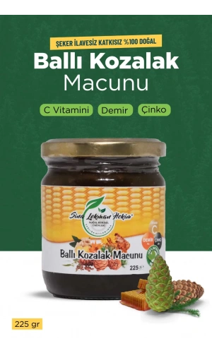 Ballı Kozalak Macunu – 225 gr | Şekersiz, Katkısız, Doğal Solunum Destekleyici