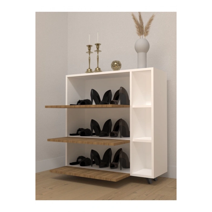 3 Kapaklı Raflı Çok Amaçlı Ayakkabılık