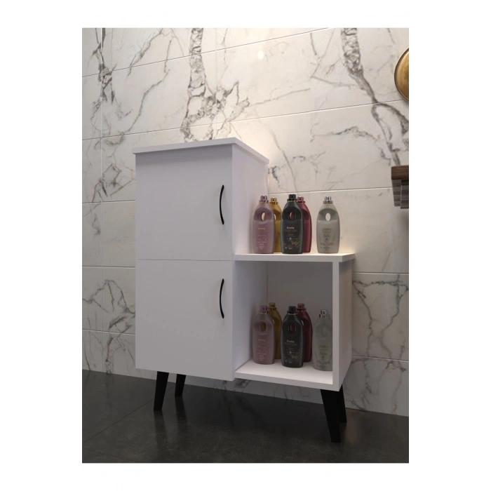 Beyaz 2 Kapaklı Açık Raflı Banyo Dolabı