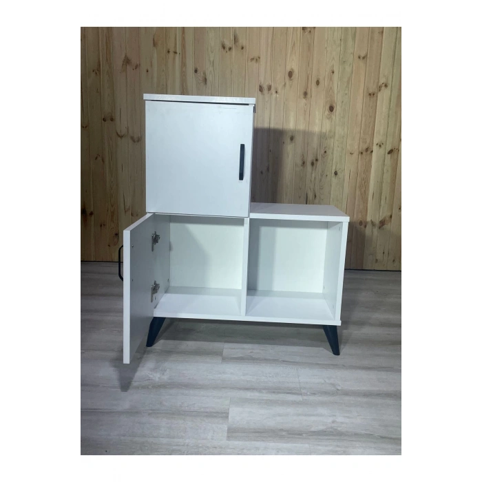 Beyaz 2 Kapaklı Açık Raflı Banyo Dolabı