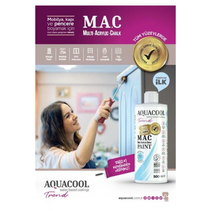 Aquacool Trend Su Bazlı Akrilik Dönüşüm Boyası Metalik Renk 906 Kurşuni 500ml