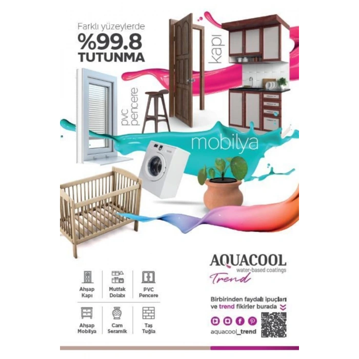 Aquacool Trend Su Bazlı Akrilik Dönüşüm Boyası Metalik Renk 910 Pembe Kuvars 500ml