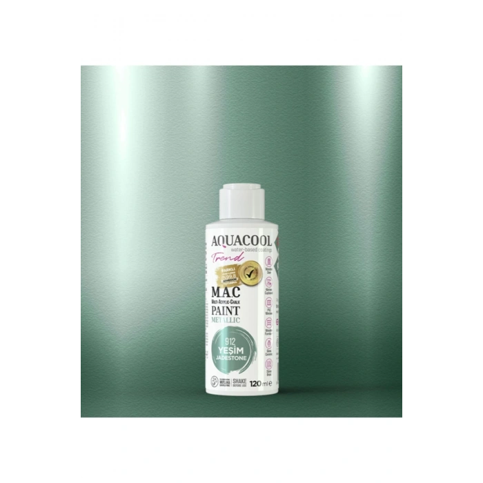 Aquacool Trend Su Bazlı Akrilik Dönüşüm Boyası Metalik Renk 912 Yeşim 120ml