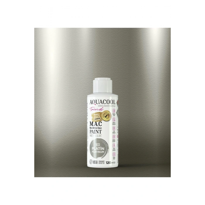 Aquacool Trend Su Bazlı Akrilik Dönüşüm Boyası Metalik Renk 903 Platin 120ml