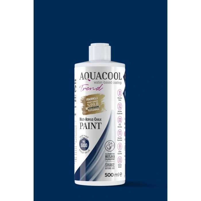 Aquacool Trend Su Bazlı Akrilik Dönüşüm Boyası RAL 5000 Mor Mavi 500ml