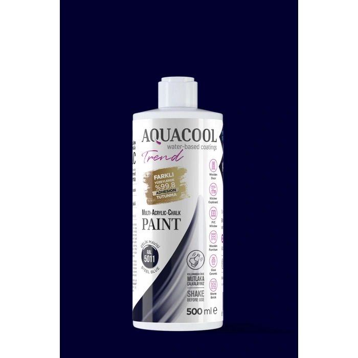 Aquacool Trend Su Bazlı Akrilik Dönüşüm Boyası RAL 5011 Çelik Mavisi 500ml