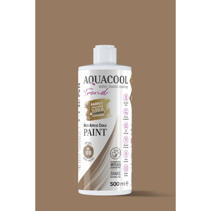 Aquacool Trend Su Bazlı Akrilik Dönüşüm Boyası RAL 1019 Gri Bej 500ml