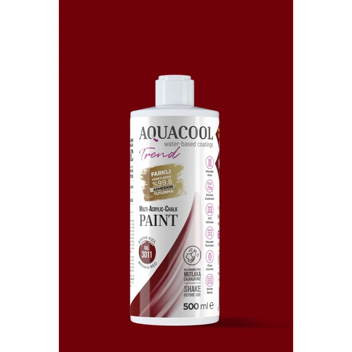 Aquacool Trend Su Bazlı Akrilik Dönüşüm Boyası RAL 3011 Kahve Kızıl 500ml