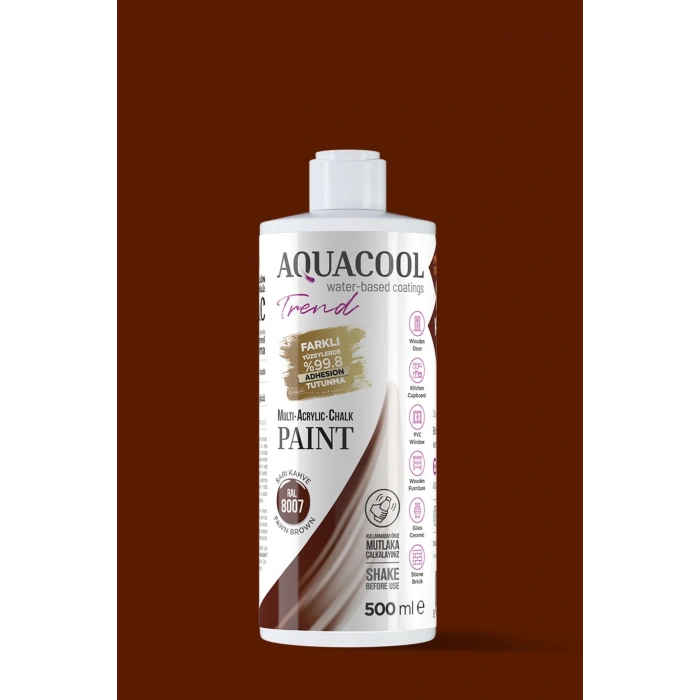 Aquacool Trend Su Bazlı Akrilik Dönüşüm Boyası RAL 8007 Sarı Kahve 500ml
