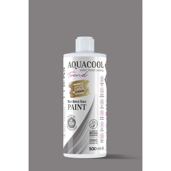 Aquacool Trend Su Bazlı Akrilik Dönüşüm Boyası RAL 7036 Platin Gri 500ml