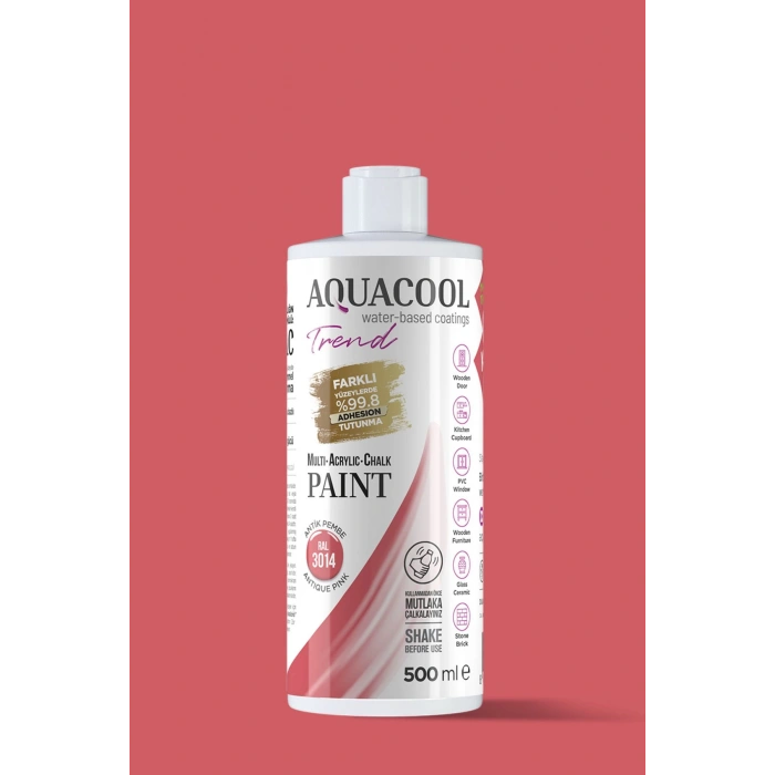 Aquacool Trend Su Bazlı Akrilik Dönüşüm Boyası RAL 3014 Antik Pembe 500ml