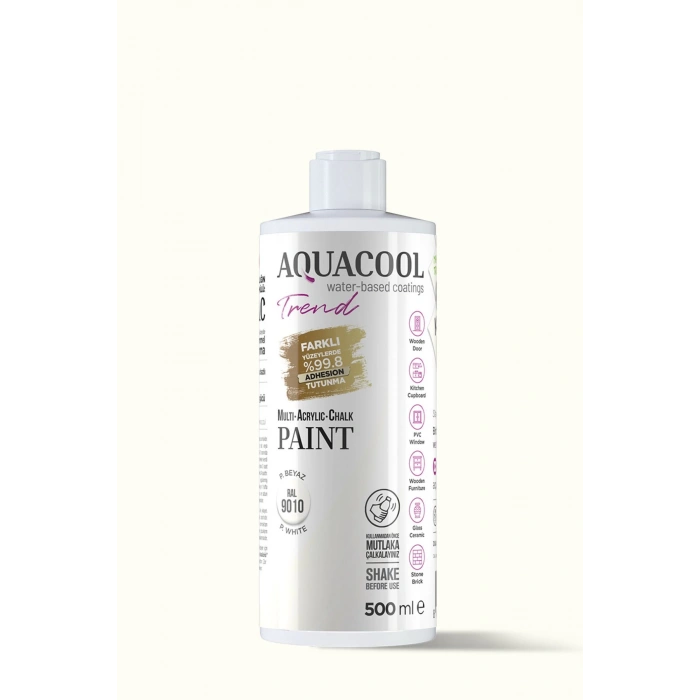 Aquacool Trend Su Bazlı Akrilik Dönüşüm Boyası RAL 9010 Saf Beyaz 500ml